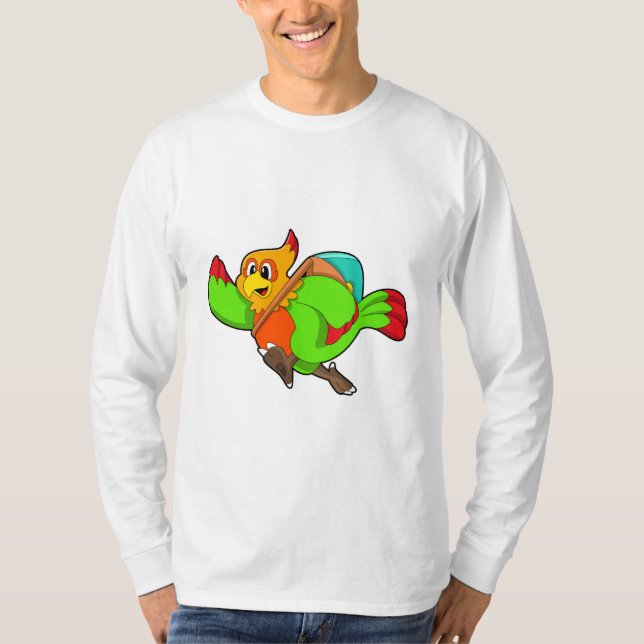 Parrot som Hiker med ryggsäck T Shirt (Framsida)