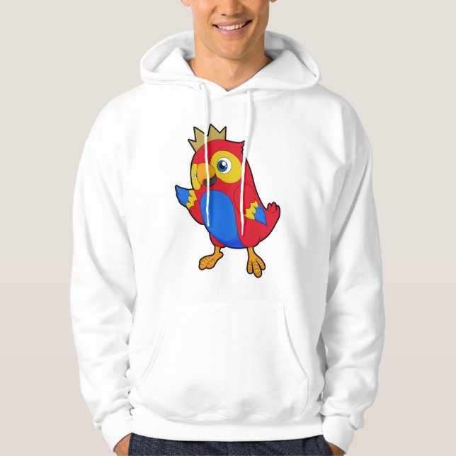 Parrot som Kung med Krona Hoodie (Framsida)