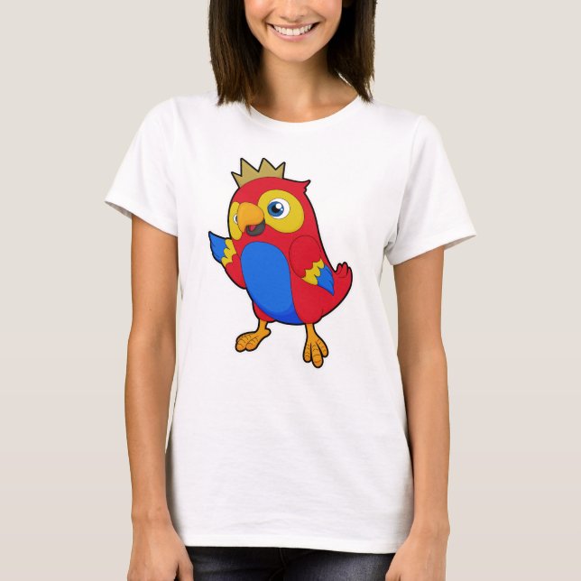 Parrot som Kung med Krona T Shirt (Framsida)