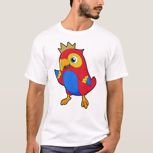 Parrot som Kung med Krona T Shirt (Framsida)
