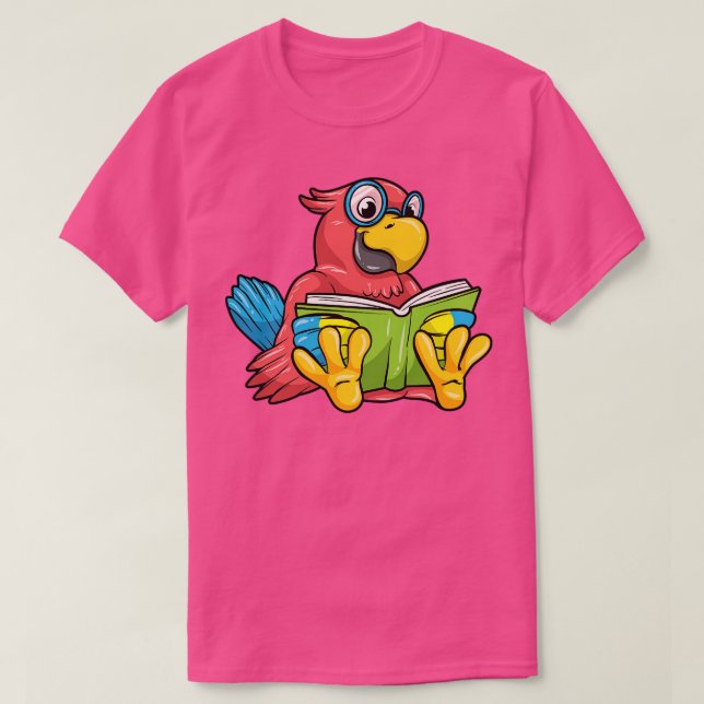 Parrot som Nerd med glasögon och Bok 1 T Shirt (Design framsida)