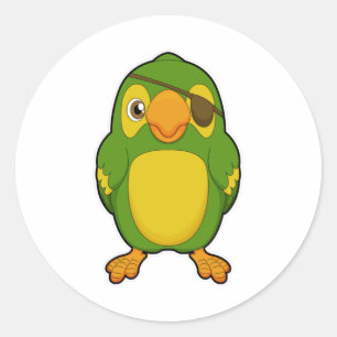 Parrot som Pirat med Eyepatch Runt Klistermärke