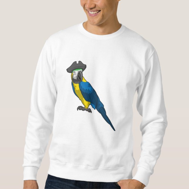 Parrot som Pirat med Hat Lång Ärmad Tröja (Framsida)
