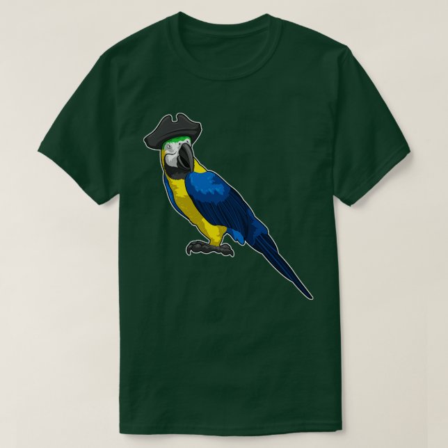 Parrot som Pirat med Hat T Shirt (Design framsida)