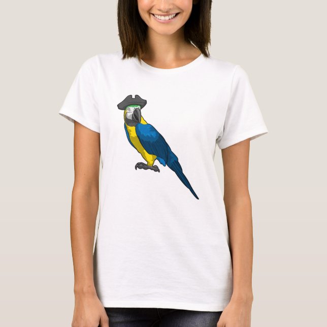 Parrot som Pirat med Hat T Shirt (Framsida)