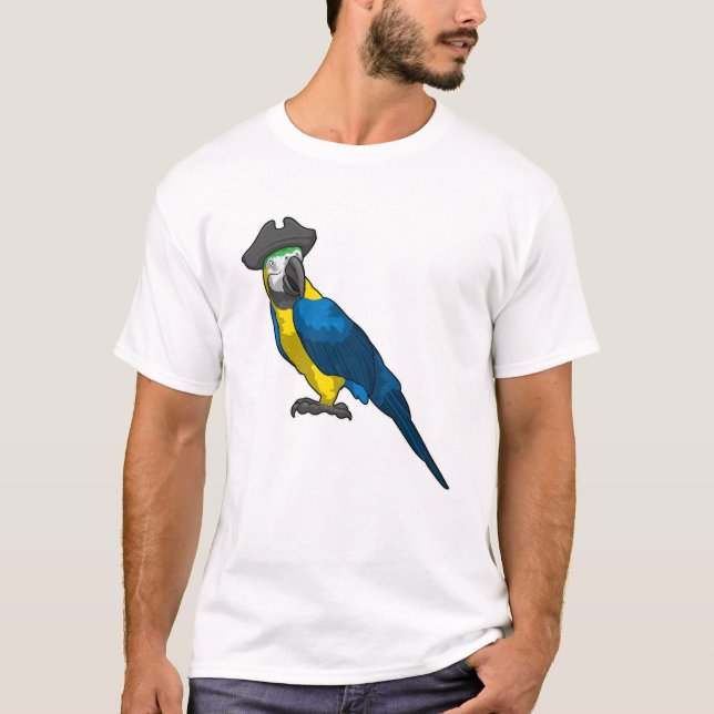 Parrot som Pirat med Hat T Shirt (Framsida)