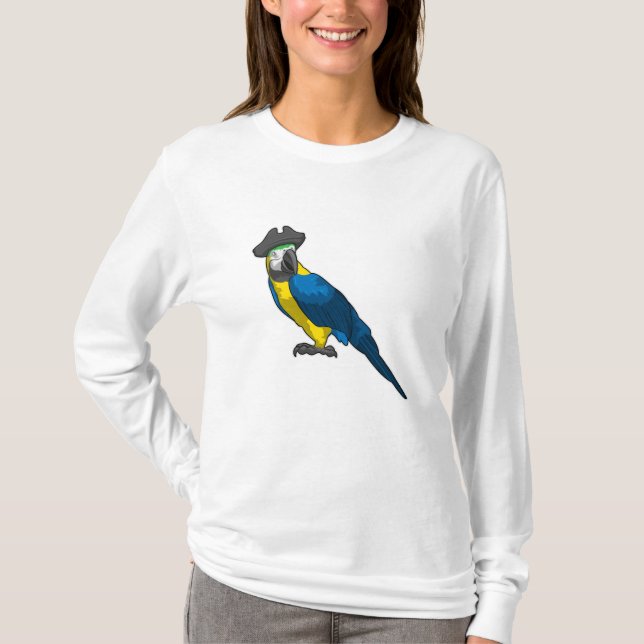 Parrot som Pirat med Hat T Shirt (Framsida)
