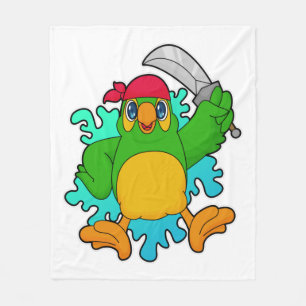 Parrot som Pirat med Sword Fleecefilt
