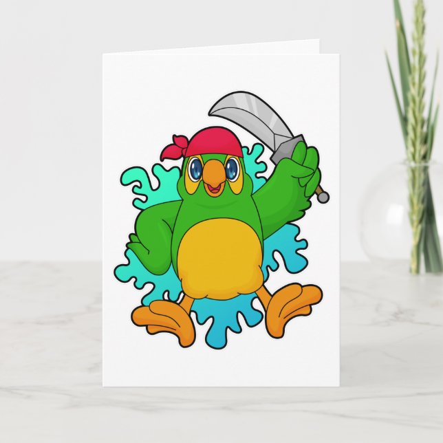 Parrot som Pirat med Sword Kort (Framsida)