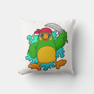 Parrot som Pirat med Sword Kudde