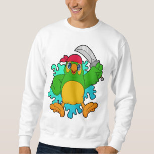 Parrot som Pirat med Sword Lång Ärmad Tröja