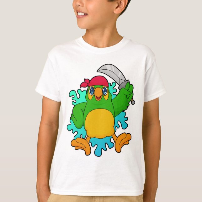 Parrot som Pirat med Sword T Shirt (Framsida)