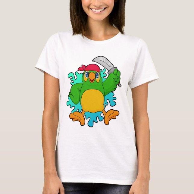 Parrot som Pirat med Sword T Shirt (Framsida)