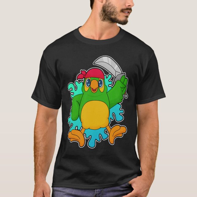 Parrot som Pirat med Sword T Shirt (Framsida)