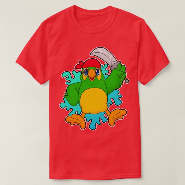 Parrot som Pirat med Sword T Shirt (Design framsida)
