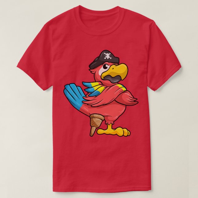 Parrot som Pirat med träben och Pirat hat 1 T Shirt (Design framsida)