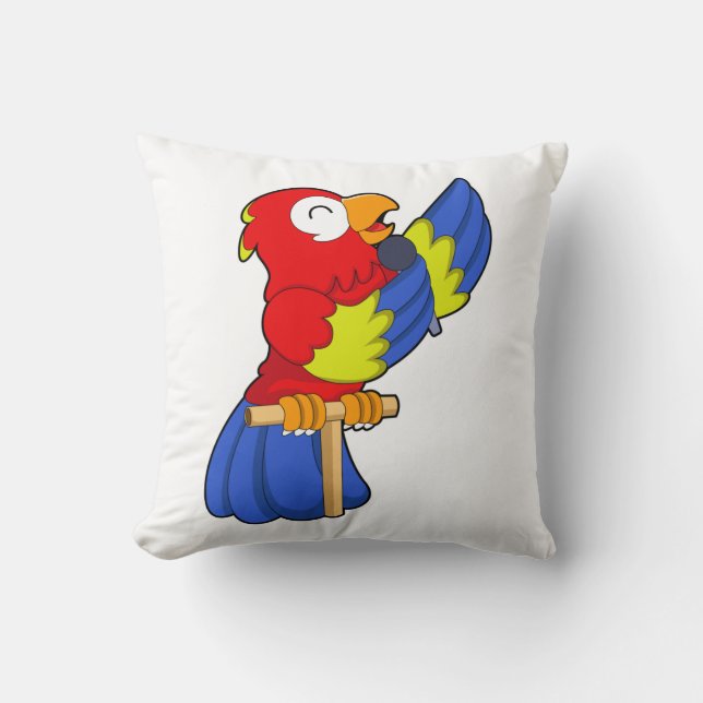 Parrot som Singer med Microphone Kudde (Framsida)