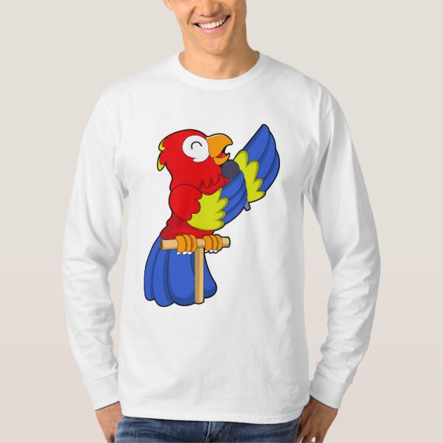 Parrot som Singer med Microphone T Shirt (Framsida)