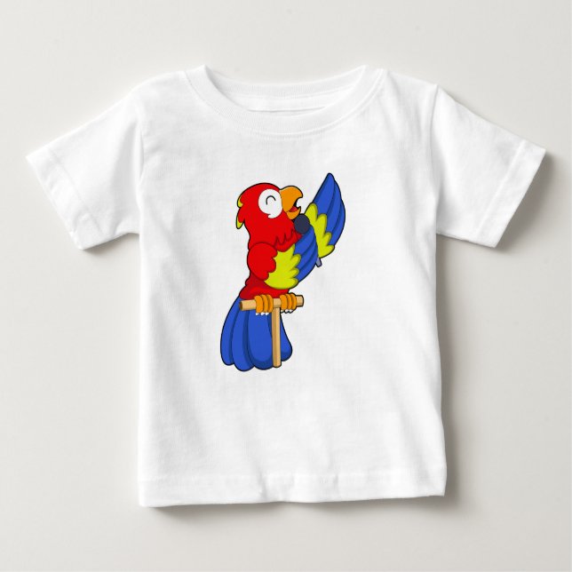 Parrot som Singer med Microphone T Shirt (Framsida)