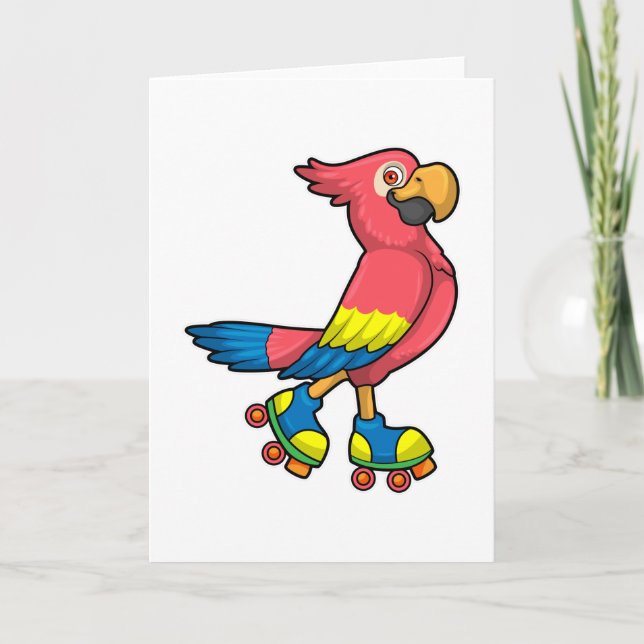 Parrot som Skater med rullskridskor Kort (Framsida)