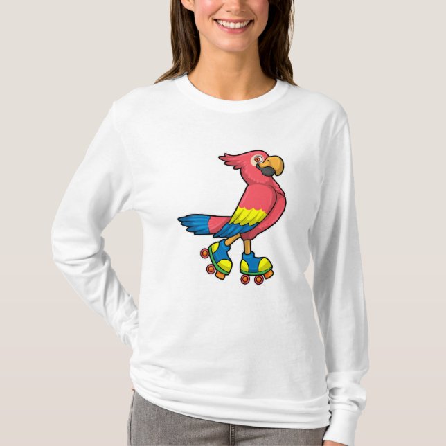 Parrot som Skater med rullskridskor T Shirt (Framsida)