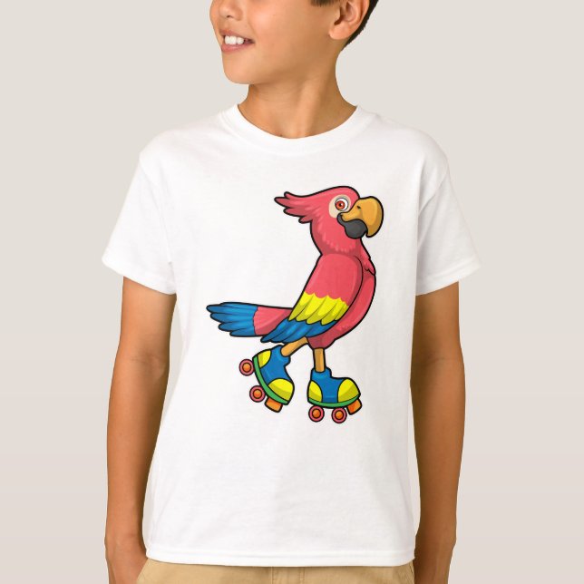Parrot som Skater med rullskridskor T Shirt (Framsida)