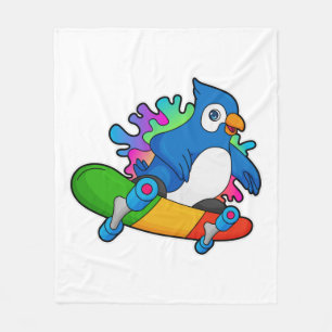 Parrot som Skater med Skateboard Fleecefilt