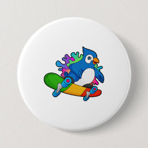 Parrot som Skater med Skateboard Knapp