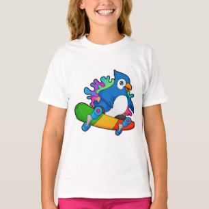 Parrot som Skater med Skateboard T Shirt