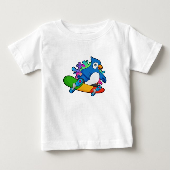 Parrot som Skater med Skateboard T Shirt (Framsida)