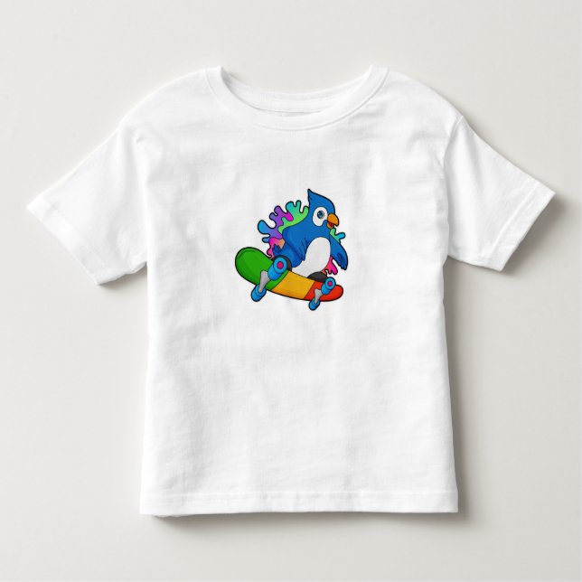 Parrot som Skater med Skateboard T Shirt (Framsida)