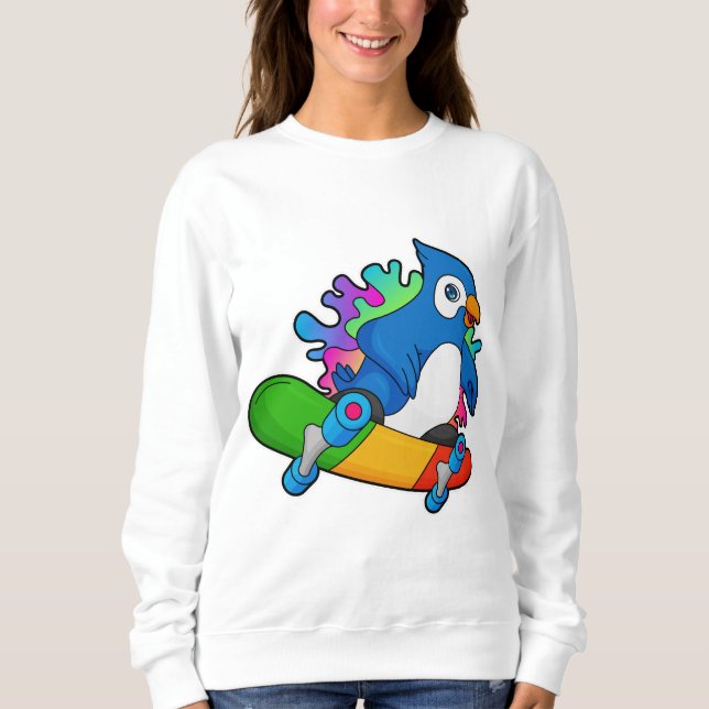Parrot som Skater med Skateboard T Shirt (Framsida)