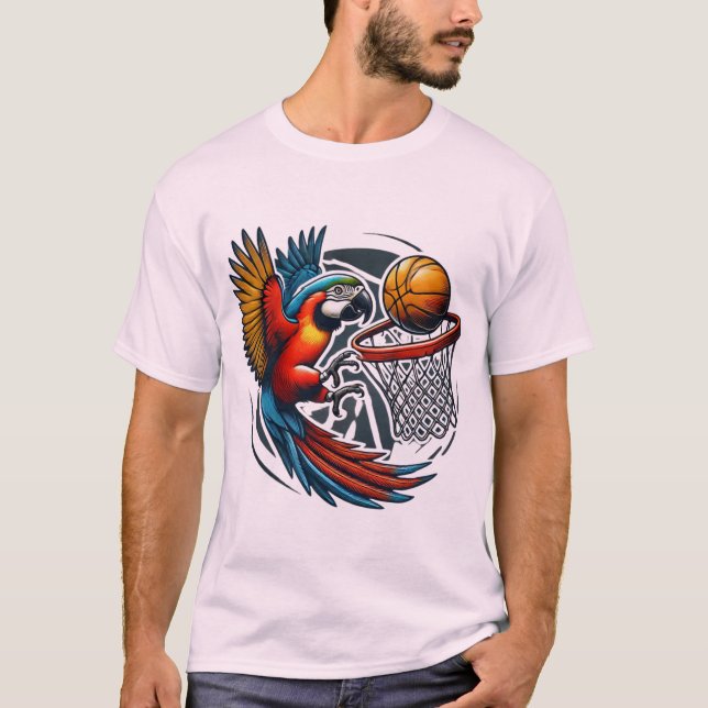 Parrot som spelar Basketball Hobby Sports Birds T Shirt (Framsida)