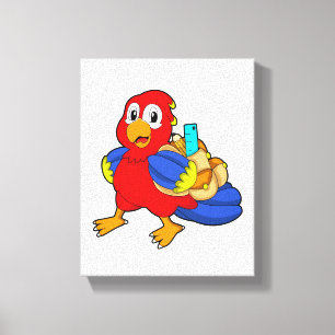 Parrot som Student med ryggsäck Canvastryck