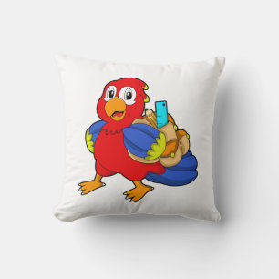 Parrot som Student med ryggsäck Kudde