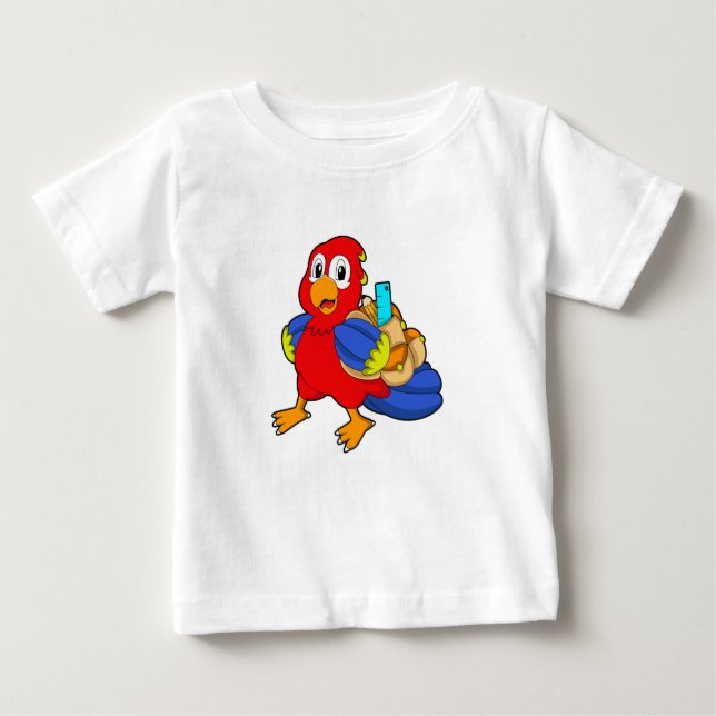 Parrot som Student med ryggsäck T Shirt (Framsida)