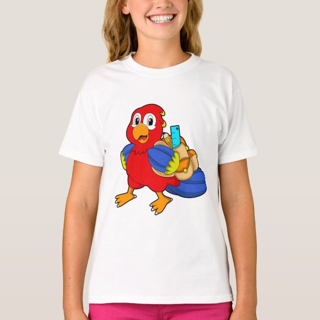 Parrot som Student med ryggsäck T Shirt (Framsida)