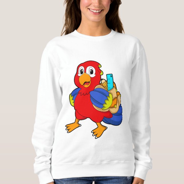 Parrot som Student med ryggsäck T Shirt (Framsida)