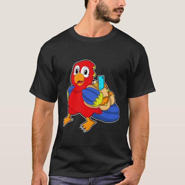 Parrot som Student med ryggsäck T Shirt (Framsida)