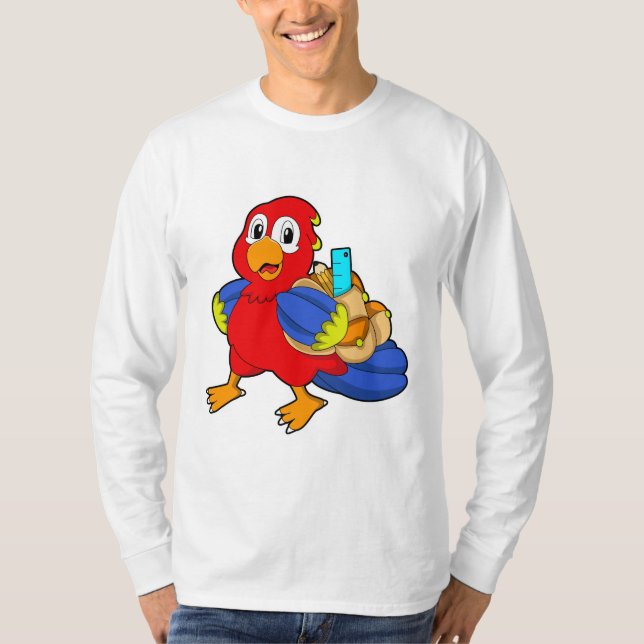 Parrot som Student med ryggsäck T Shirt (Framsida)