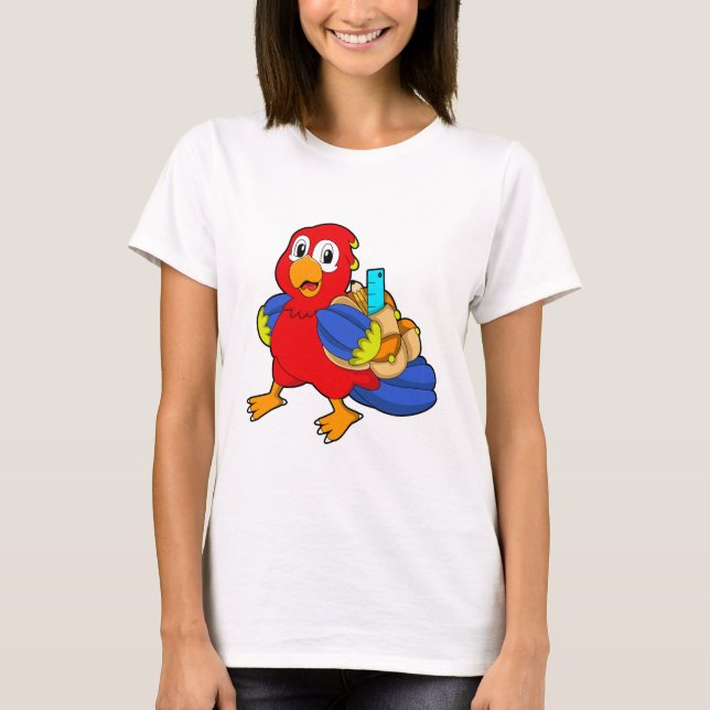 Parrot som Student med ryggsäck T Shirt (Framsida)