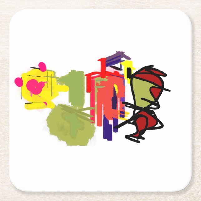 Parrot sommblommor underlägg papper kvadrat (Framsidan)