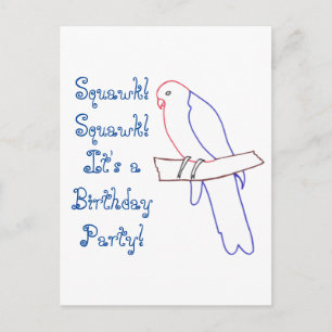 Parrot Thated Födelsedagsfest Inbjudan Postcards Vykort