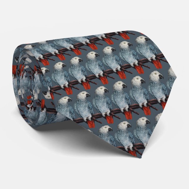 Parrot Tie African Grått Parrot Art Neckties (Rullad)