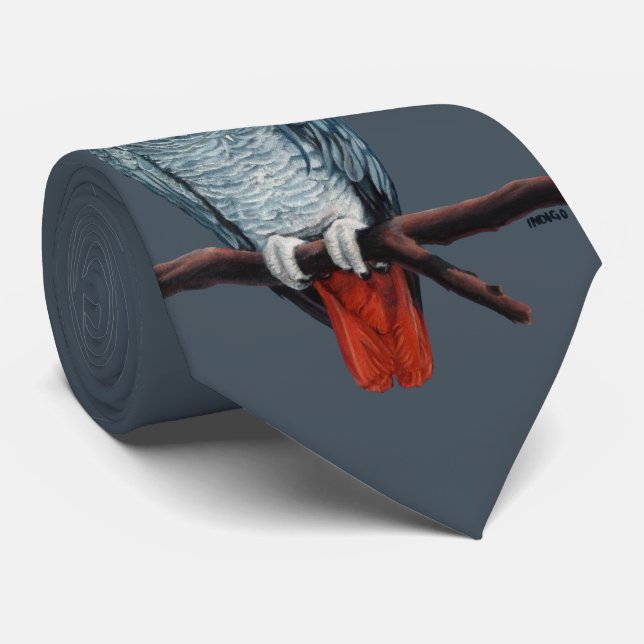 Parrot Tie African Grått Parrot Art Neckties (Rullad)
