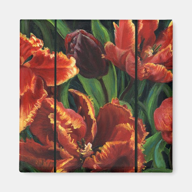 "Parrot Tulips Triptych" Magnet (Framsidan)