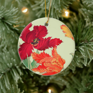 Parrot-tulpaner, Blommigt Julgransprydnad Keramik