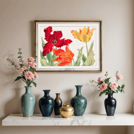 Parrot-tulpaner, Blommigt Poster