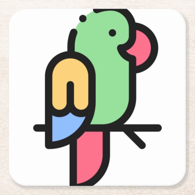 Parrot Underlägg Papper Kvadrat (Framsidan)