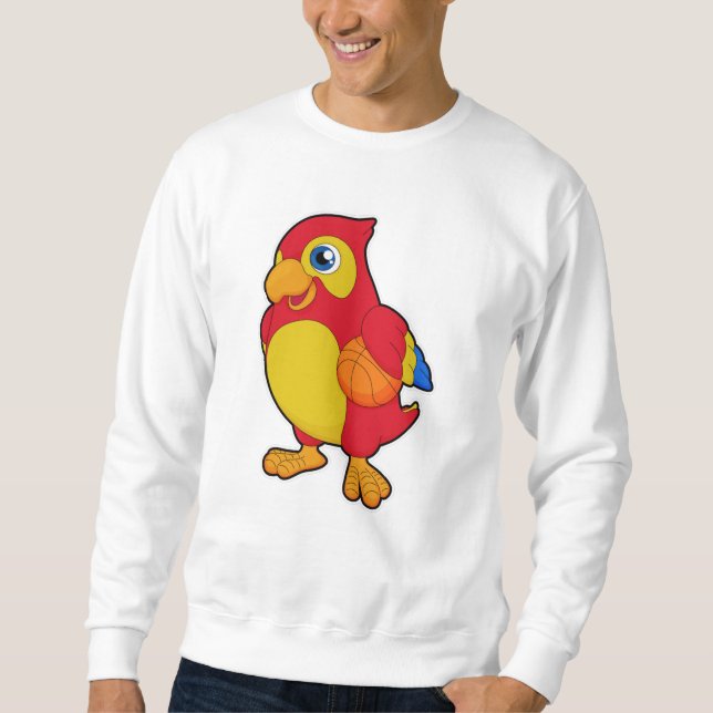 Parrot vid Basketball Sports Lång Ärmad Tröja (Framsida)